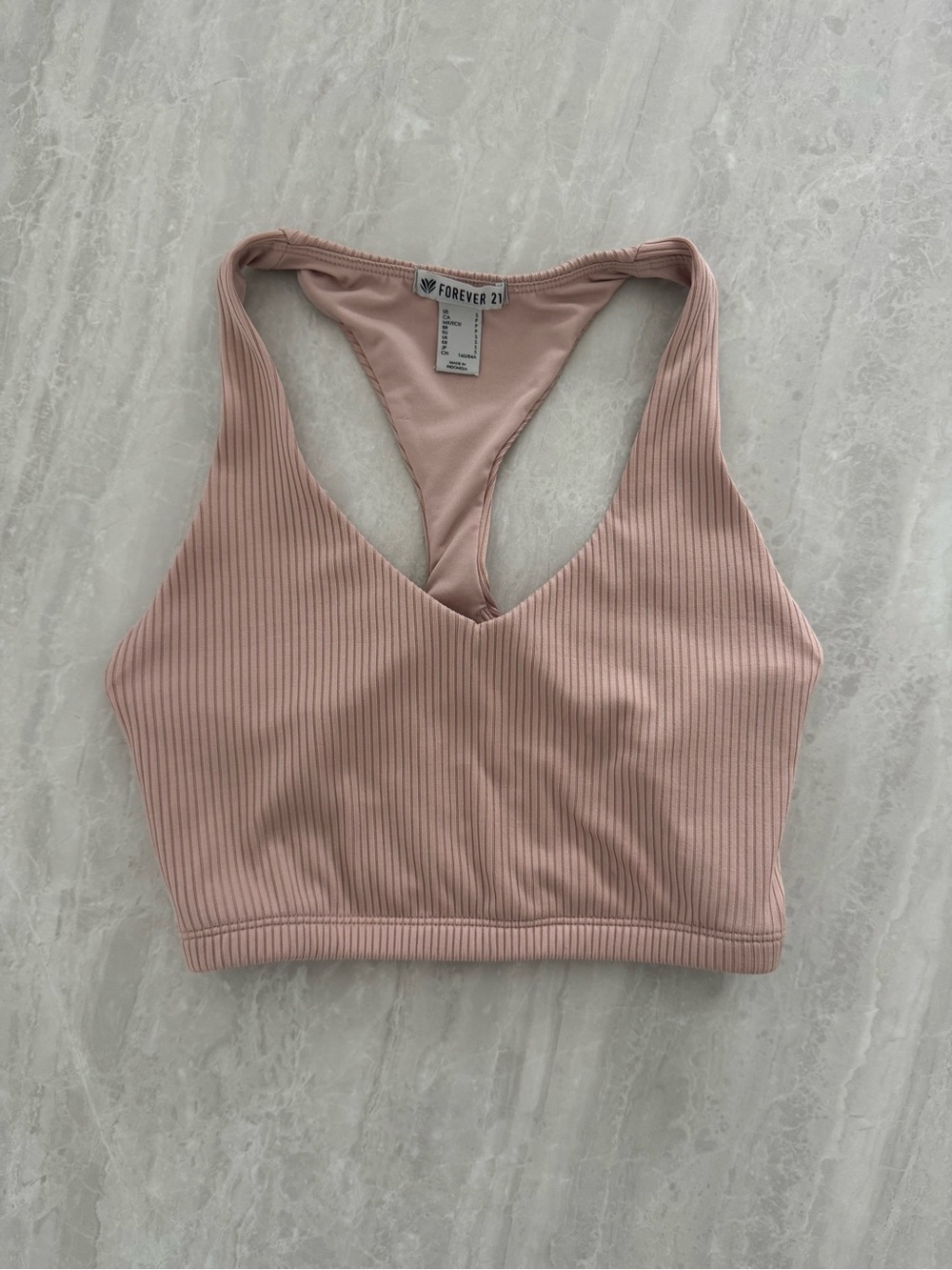 Forever 21 Ribbed Racerback Bralette - Blush Pink